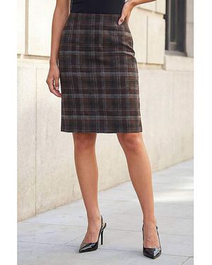Roman Roman Brushed Check Pencil Skirt - Brown