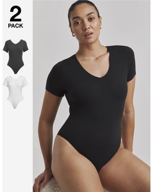 MAGISCULPT Smoothing V Neck Body 2 Pk - Black