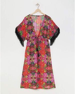 Figleaves Frida Open Beach Kaftan - Red