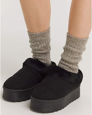 Simply Be Quilted Mule Slipper Boot Standard - Black