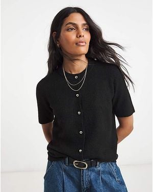 Simply Be Short Sleeve Cardigan - Black