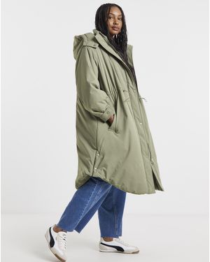 Simply Be Fleece Lined Padded Parka Coat - Green