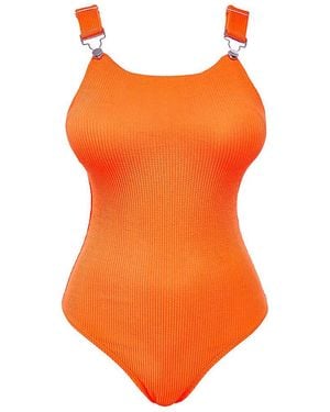 Simply Be Euphoria Crinkle Swimsuit - Orange