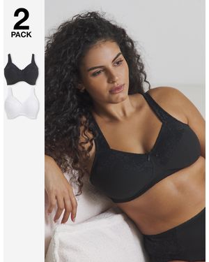 Pretty Secrets 2 Pack New Sarah Full Cup Non Wired Bras - Black