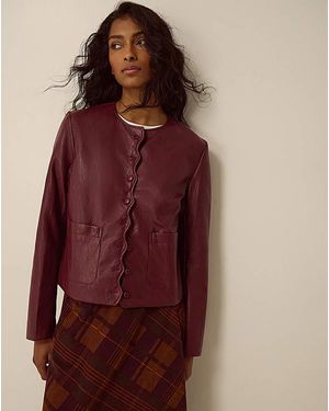 Monsoon Penelope Scallop Leather Jacket - Red