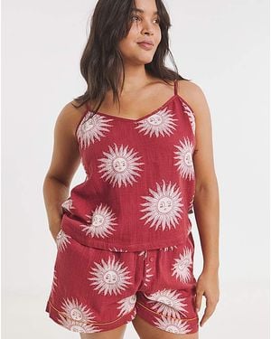 Chelsea Peers Cheesecloth Strappy Pj Set - Red