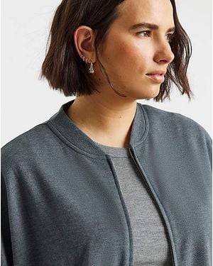 Simply Be Cut & Sew Zip Up Bomber Jacket - Blue