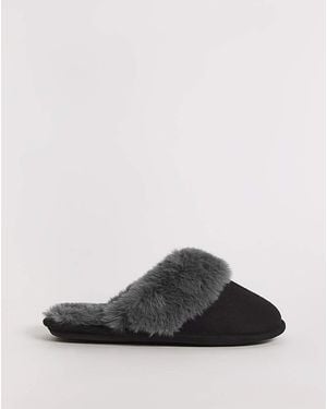 Simply Be Closed Toe Mule Slippers Ex Wide - Black