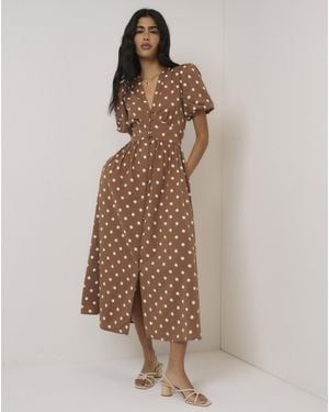 Nobody's Child Nc Starlight Polka Midi Dress - Brown
