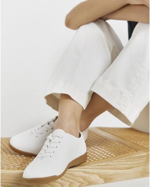 Heavenly Soles Tumbled Lace Up Trainer E Fit - White