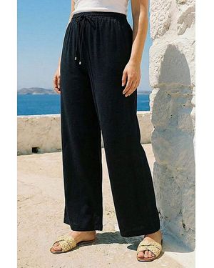 Roman Curve Linen Blend Trousers - Blue