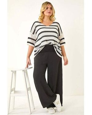 Roman Curve Shirred Wide Leg Trouser - White