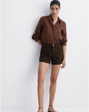 Mango Straight-Fit Denim Shorts - Brown