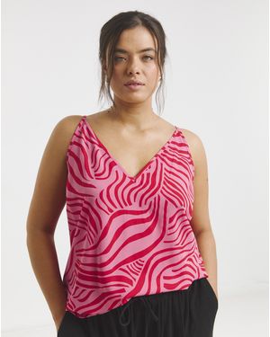 Simply Be Zebra V Neck Cami - Red