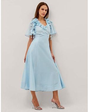 Monsoon Clarissa Floral Midi Dress - Blue