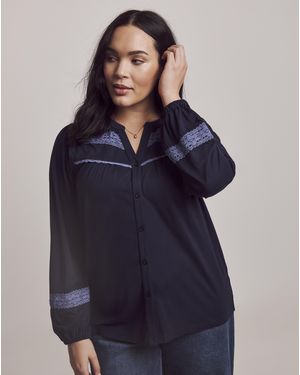 Julipa Lace Trim Jersey Blouse - Blue