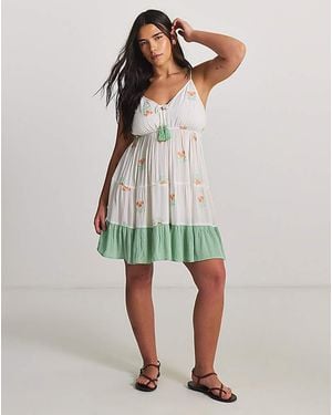 Figleaves Mini Embroidered Beach Dress - Green