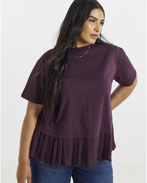 Simply Be Tee With Woven Back - Purple