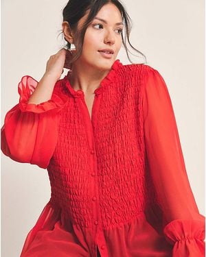 Simply Be Shirred Georgette V-Neck Blouse