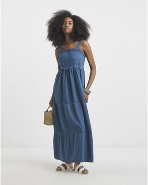 Simply Be Denim Ric Rac Midaxi Sun Dress - Blue