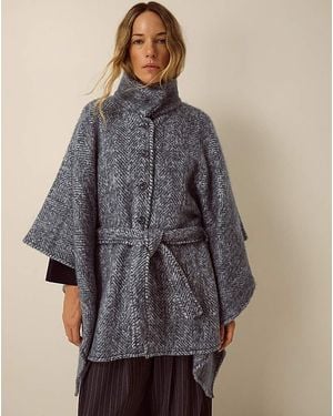 Monsoon Cara Herringbone Cape Jacket - Grey