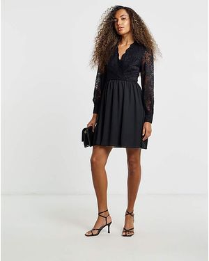 Flounce London Lace Mini Dress - Black
