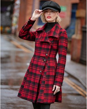 Joe Browns Autumn Days Check Coat - Red