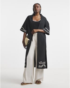 Simply Be Embroidered Kimono - Black