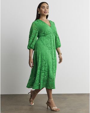 Joanna Hope Midi Lace Dress - Green