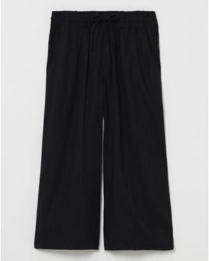 Simply Be Tie Waist Linen Culottes - Black