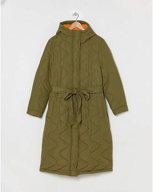 Simply Be Zig Zag Quilt Longline Coat - Green