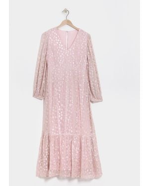 Simply Be Boutique Jacquard V-Neck Maxi Dress - Pink