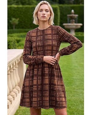 Roman Roman Check Print Stretch Dress - Green