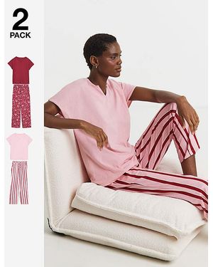 JD Williams 2 Pack Cotton Pj Set - Pink