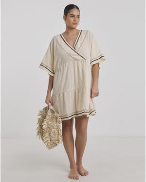 Beach To Beach Ric Rac Mini Beach Dress - Natural