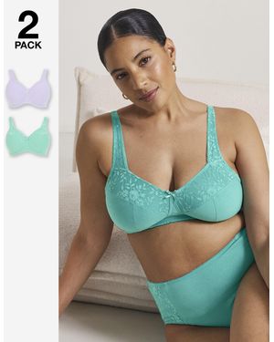 Pretty Secrets 2 Pack New Sarah Full Cup Non Wired Bras - Blue