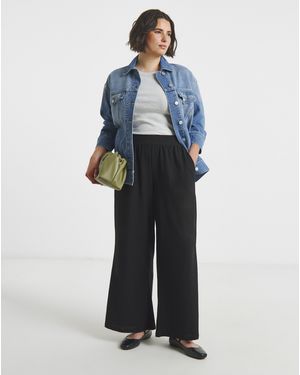 Simply Be Jersey Textured Wide Leg Trousers - Blue