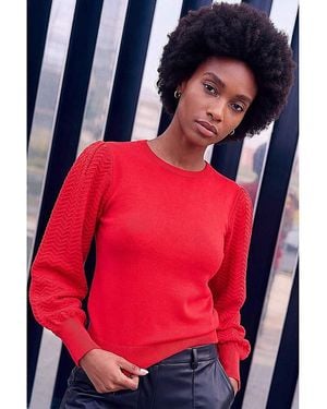 Roman Roman Stitch Sleeve Knit Jumper - Red