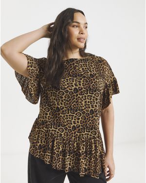 Simply Be Asymetric T-Shirt - Brown