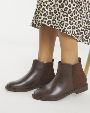 JD Williams Classic Mixed Material Ankle Boot Eee - Brown