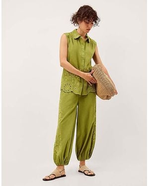 Monsoon Effie Embroidered Harem Trousers - Green