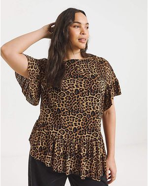 Simply Be Asymetric T-Shirt - Brown