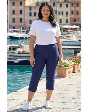 Roman Curve Cropped Stretch Trouser - Blue