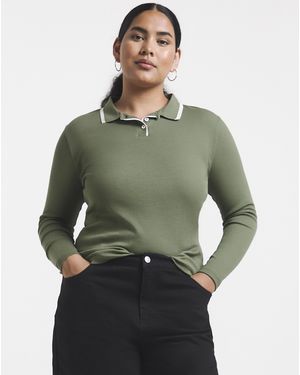 Simply Be Ls Rib Polo Neck With Contrast - Green