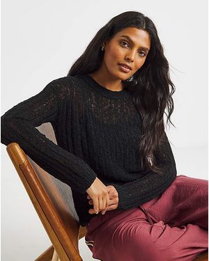 Simply Be Hole Knit Crew Neck Jumper - Black