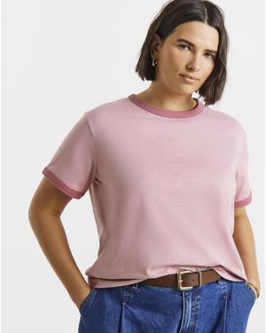 Simply Be Ringer T-Shirt - Pink
