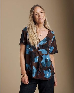 Julipa Printed Frill Jersey T-Shirt - Blue