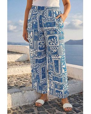 Roman Curve Postcard Wide Leg Trouser - Blue