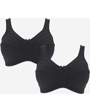 Pretty Secrets 2 Pack Sally Minimiser Non Wired Bras - Black