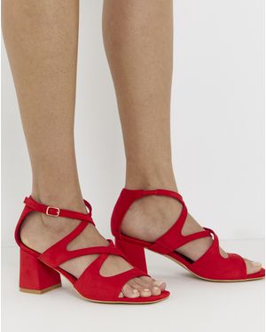 Simply Be Cross Over Strappy Heel Wide Fit - Red